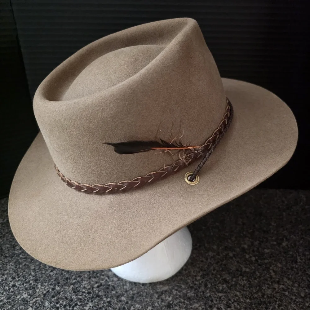 Vintage Akubra Western Australian Stockman Hat Brown Felt Mens Size 58 Outback